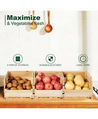 Yigii Wooden Stackable Storage Bins