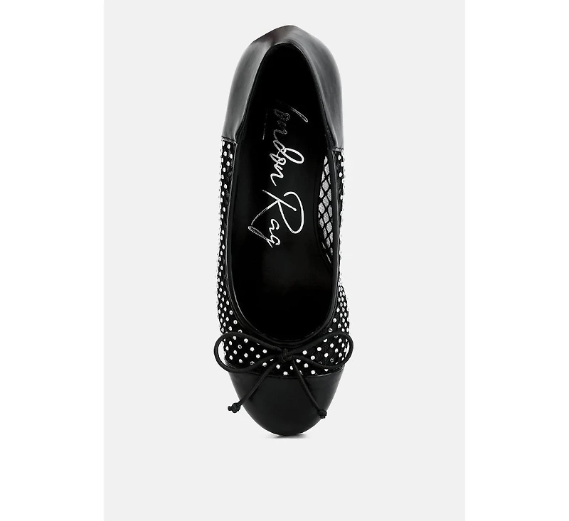Tudum Rhinestone Detail Mesh Ballerinas