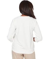 Alfred Dunner Petite Soutache Floral Embroidered Top