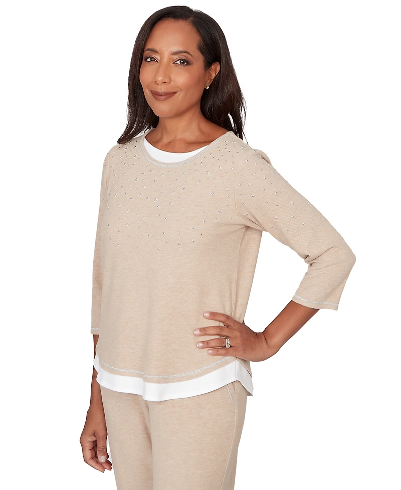 Alfred Dunner Petite Embellished Crewneck Top