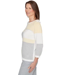 Alfred Dunner Petite Ribbed Jewel Neck Sweater