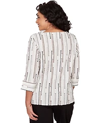 Alfred Dunner Petite Classics Spliced Stripe Crewneck Top