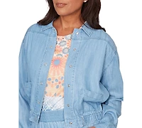 Alfred Dunner Petite Beachcomber Casual Elastic Shirt Jacket