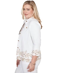 Alfred Dunner Petite Natural WonderLeaf Embroidered Shirt Jacket