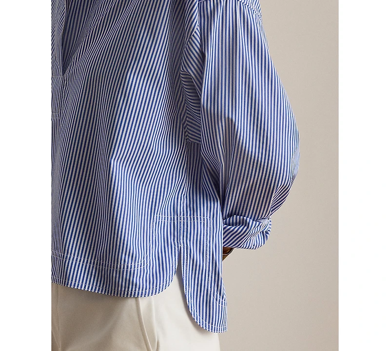 Lauren Ralph Petite Striped Cropped Shirt