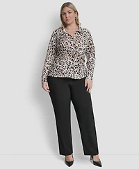 Dkny Plus Long-Sleeve Knot Front Top