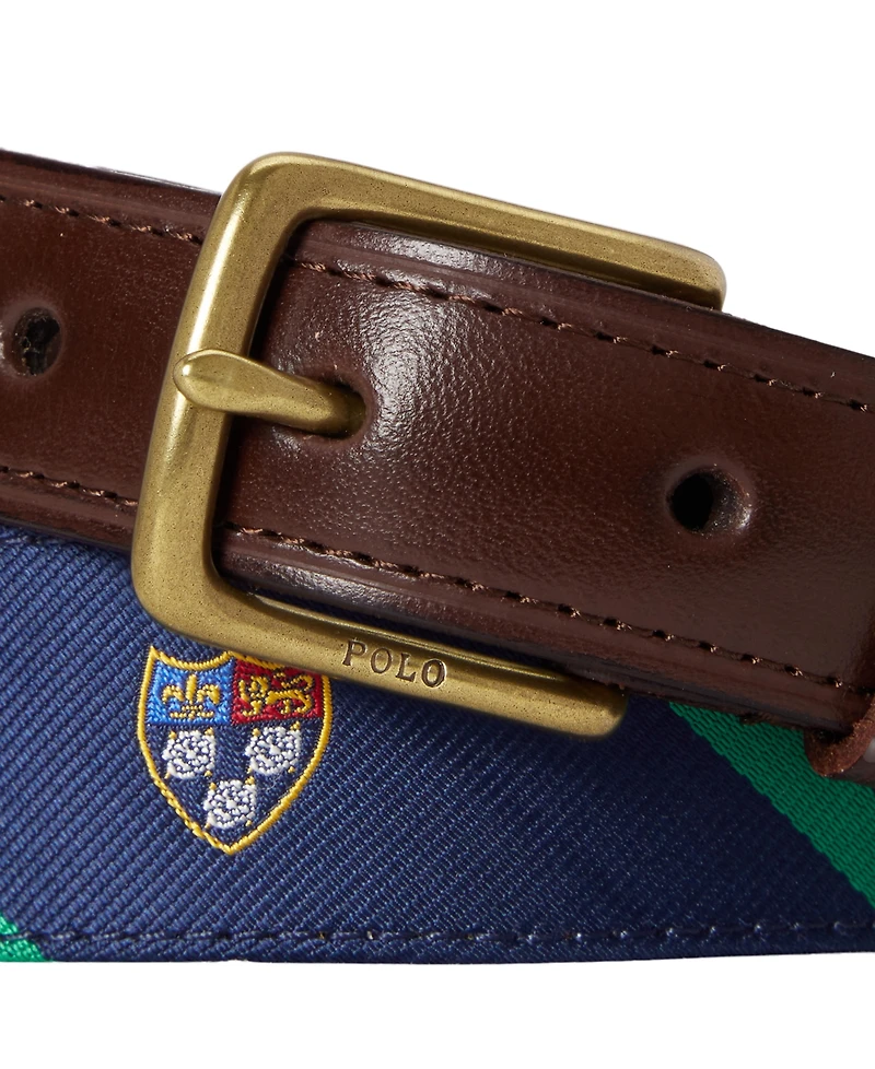 Polo Ralph Lauren Men's Leather-Trim Silk Jacquard Belt