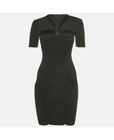 Pre-Owned Alexander Mcqueen Women's Black Rib Knit Cut-Out Bodycon Dress