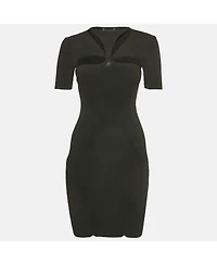 Pre-Owned Alexander Mcqueen Women's Black Rib Knit Cut-Out Bodycon Dress