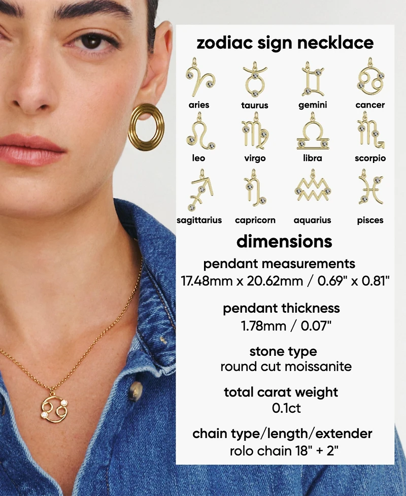 Oak & Luna Give Me a Sign Zodiac Name Necklace - Gold Vermeil