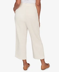 Alfred Dunner Petite Natural Wonder Linen Elastic Waist Ankle Pants