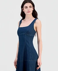 14th Place Juniors' Denim Drop-Waist Midi Dress