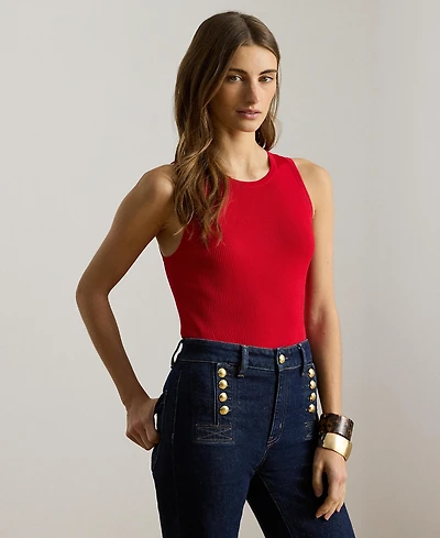 Lauren Ralph Petite Shilcant Rib-Knit Sleeveless Sweater