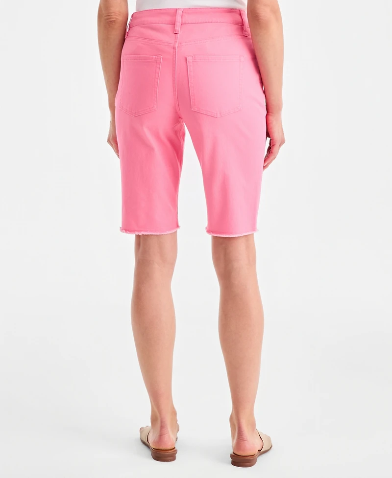 Style & Co Women's Mid-Rise Raw-Edge Bermuda Jean Shorts, Created for Macy's