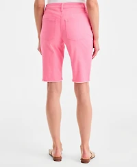 Style & Co Women's Mid-Rise Raw-Edge Bermuda Jean Shorts, Created for Macy's