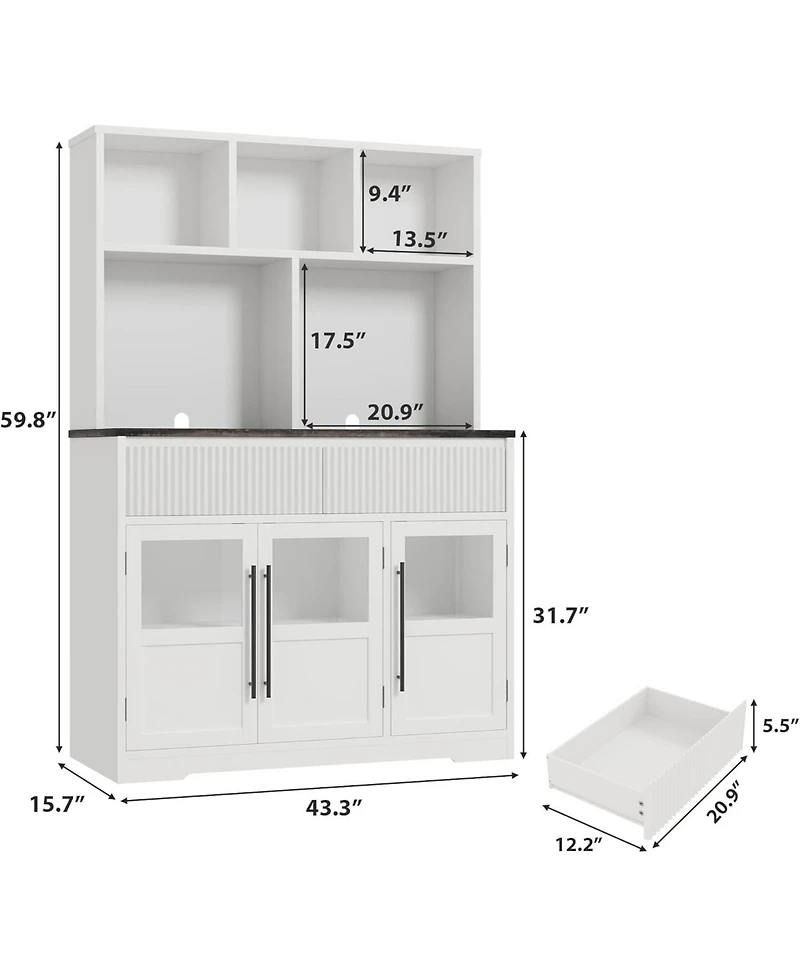gaomon 60" Kitchen Pantry Cabinet, Tall Pantry Storage Cabinet with Microwave Stand
