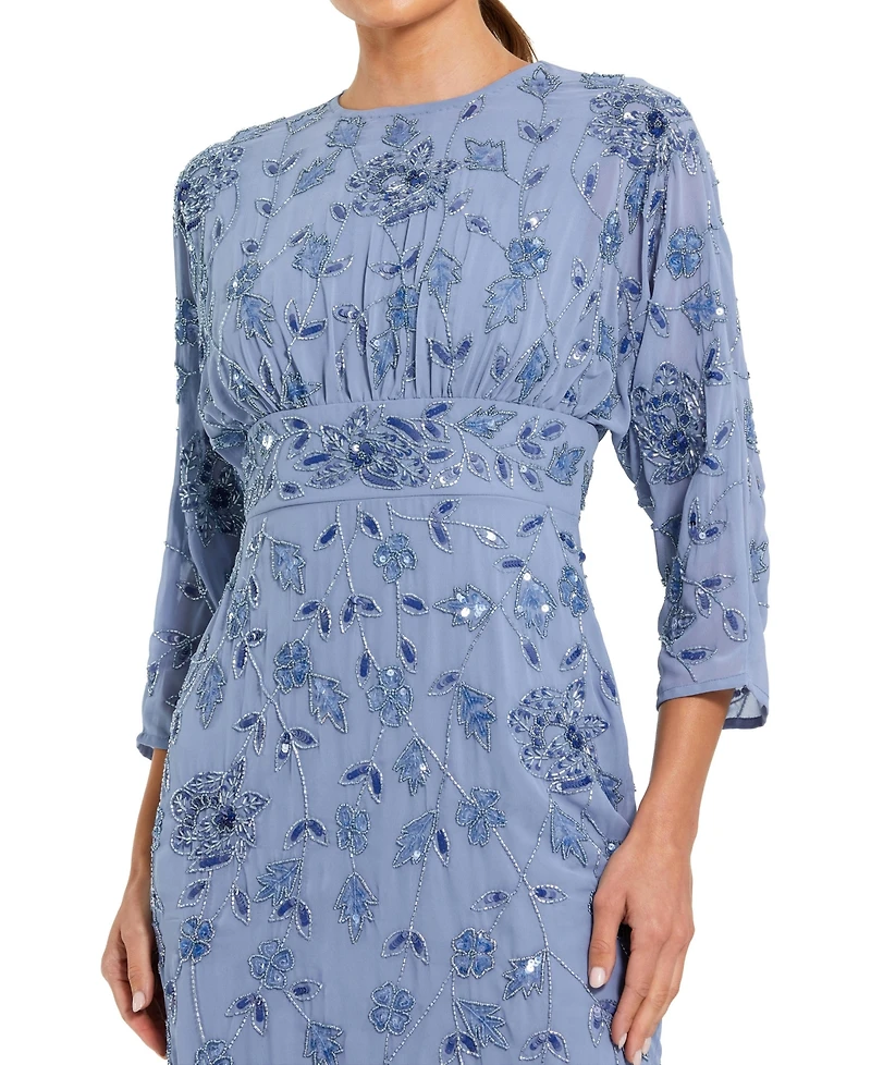 Mac Duggal Women's Floral Embellished Georgette Blouson Midi Dress