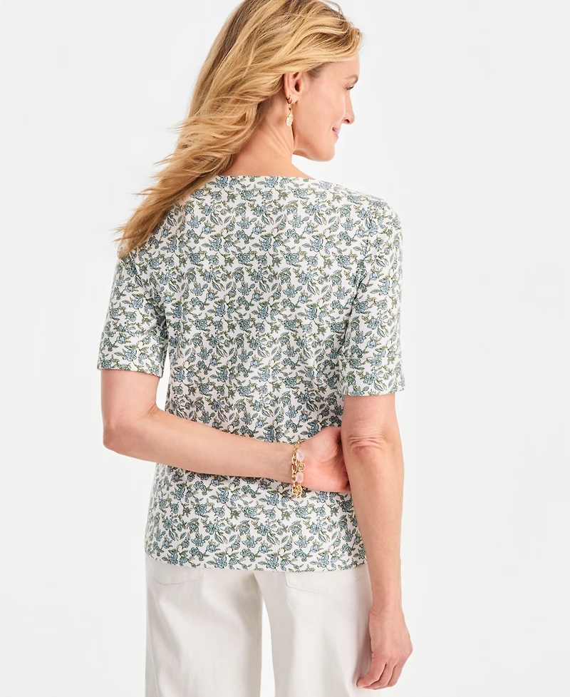 Style & Co Petite Elbow-Sleeve Boat Neck Top, Macy's Exclusive