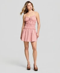 Now This Womens Striped Ruffle Trim Mini Dress Macys Exclusive
