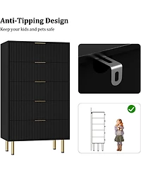 gaomon 5 Drawer Dresser for Bedroom, Wooden Chest with Wide Drawers, Modern Storage Organizer Closet, Hallway