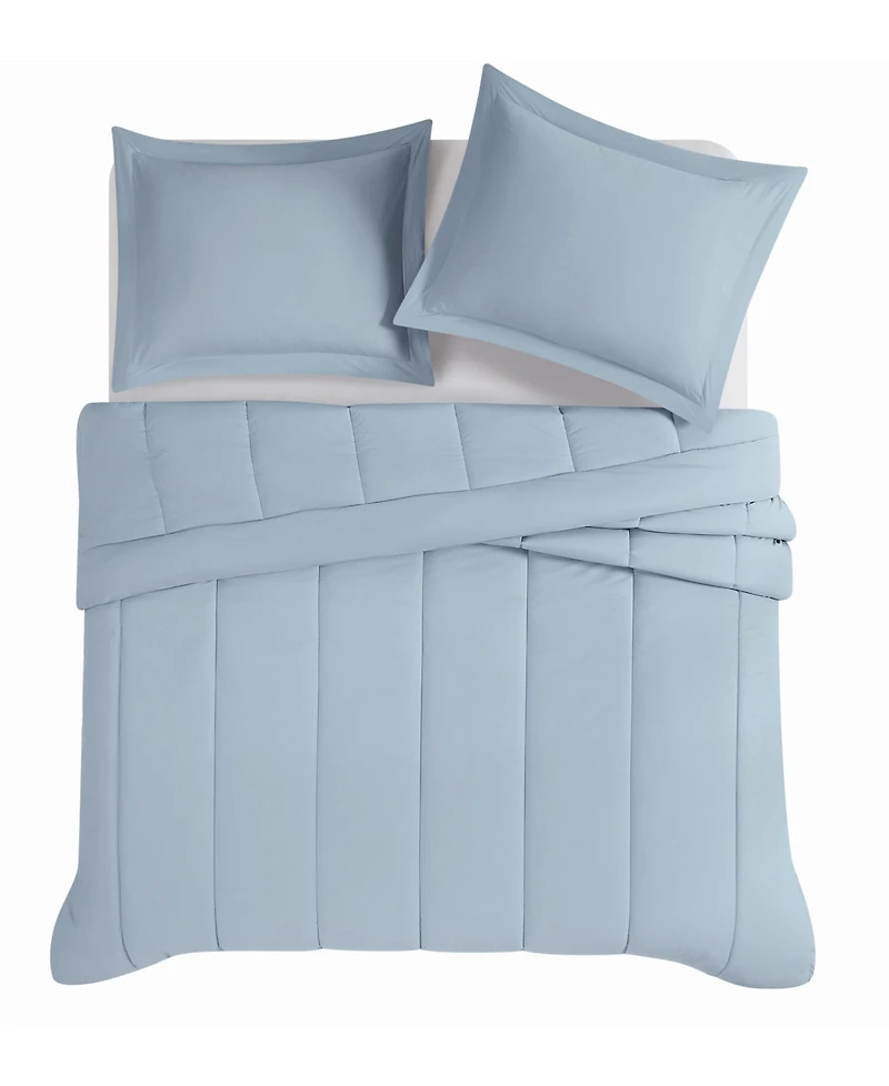 Brooklyn Loom Solid Cotton Percale 3-Pc. Comforter Set