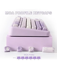 Lofree 132 Keys Moa Keycaps, Dye-Sublimation Pbt Custom Keycap Set, Cute Bear Customized Pattern Keycaps for Mx Switches Mechanical Gaming Keyboard