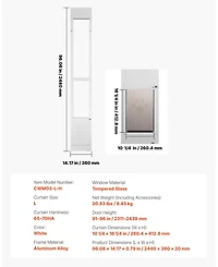 Cozito Sliding Glass Door Pet Door Insert, Adjustable Height 91–96", Locking Frame, 10.25" x 16.25" Flap