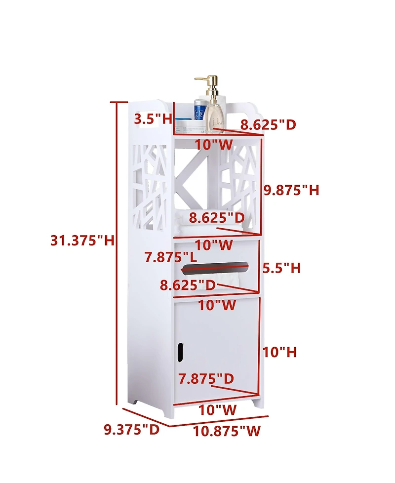 Kings Brand Furniture White Freestanding Bathroom Storage Cabinet with Doors and Open Shelf