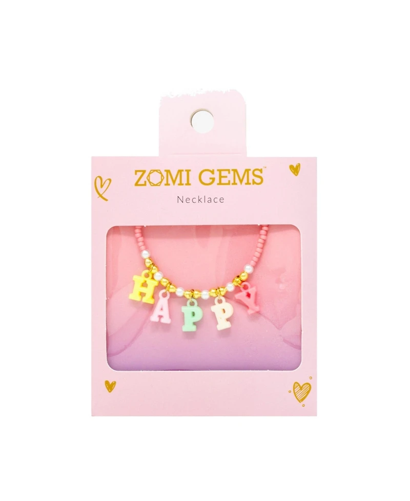 Zomi Gems Girls Happy Pink Bead Necklace