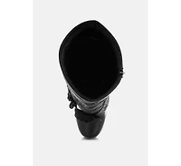 London Rag Women's Sundra Floral Applique Platform Heeled Boots