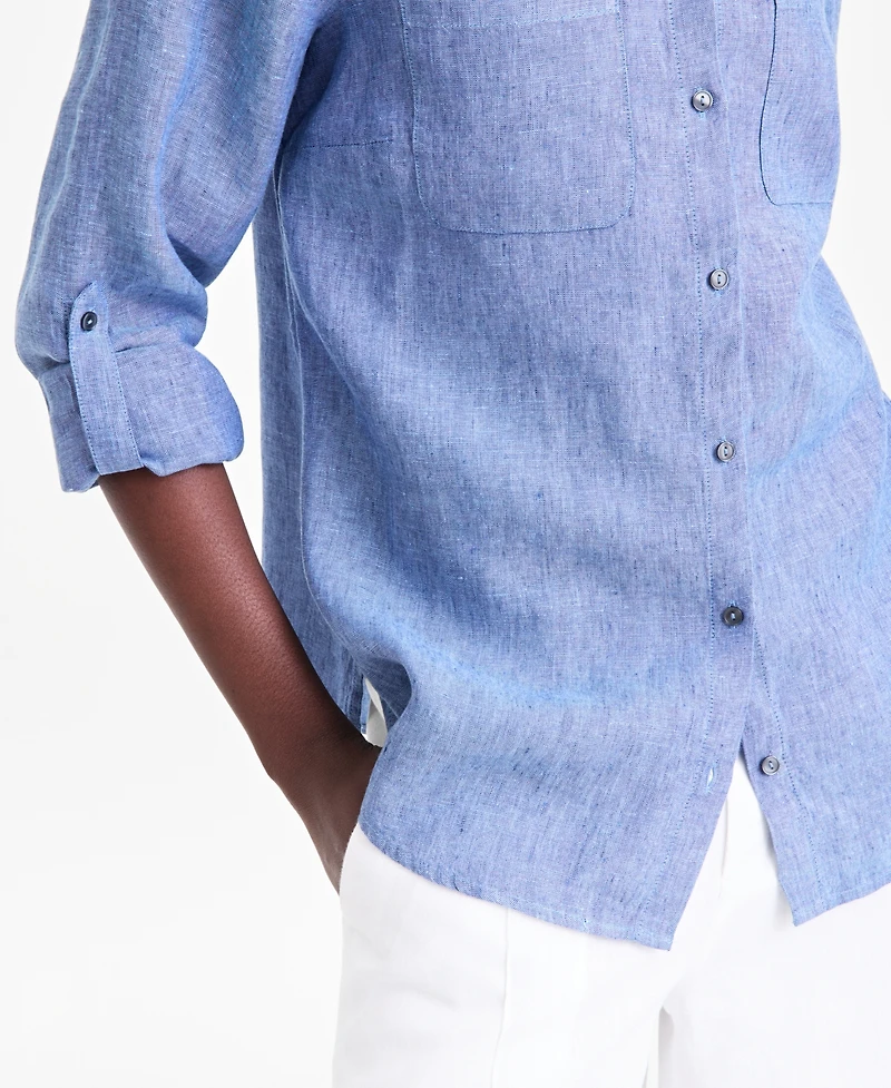 Charter Club Women's 100% Linen Shirt, Created for Macy's