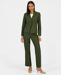 Le Suit Women's Two-Button Shawl Collar Blazer & Pants Suit, Regular Petite