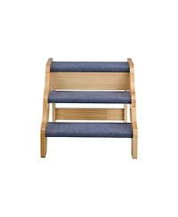 Cozito 3-Step Wooden Pet Stairs for High Beds, Sofa, or Car, Non-Slip Surface, 150 lb Capacity