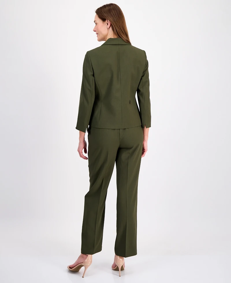 Le Suit Women's One-Button 3/4-Sleeve Pantsuit