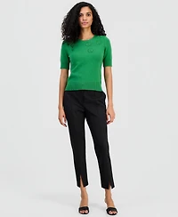 T Tahari Women's Floral-Applique Short-Sleeve Sweater