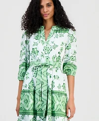 T Tahari Women's Split-Neck Tiered Dress