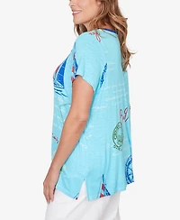 Ruby Rd. Plus Bon Voyage Trim Detail Graphic T-Shirt