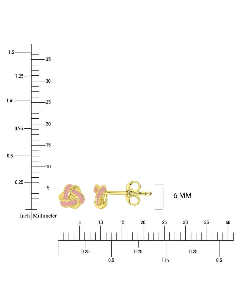 Macy's White Enamel Knot Stud Earrings in 14K Yellow Gold Over Sterling Silver