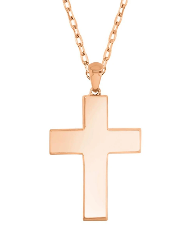 Macy's Onyx and Diamond (0.048 ct. t.w.) Cross Necklace in 10k Rose Gold