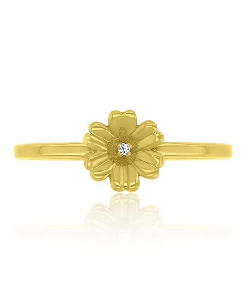 Macy's Diamond (0.01 ct. t.w.) & Imitation Pearl Stackable Ring 14k Yellow Gold Over Sterling Silver