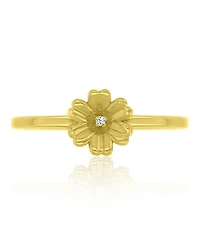 Macy's Diamond (0.01 ct. t.w.) & Imitation Pearl Stackable Ring 14k Yellow Gold Over Sterling Silver