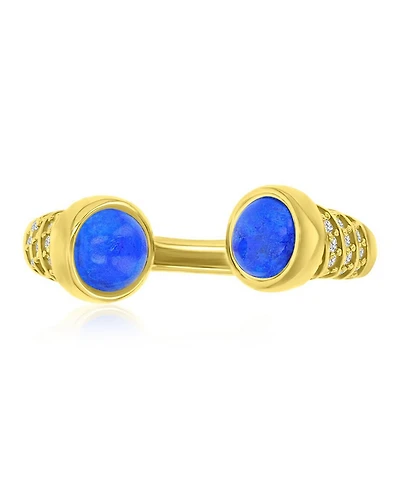 Macy's Lapis (1 ct. t.w.) and Cubic Zirconia Ring 14K Yellow Gold Over Sterling Silver