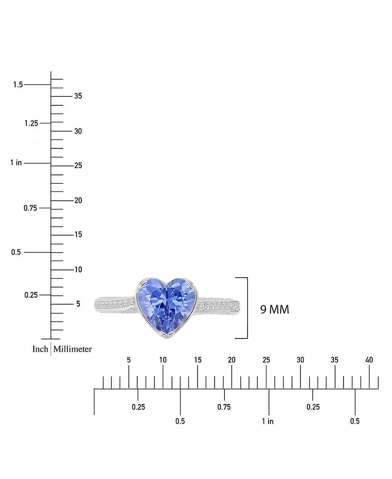 Macy's Heart-Shaped Tanzanite (3.45 ct. t.w.) & Cubic Zirconia (3.467 Ring Rhodium Over Sterling Silver