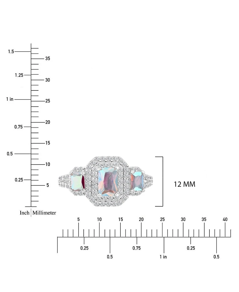 Macy's Emerald Aurora Borealis (2.51 ct. t.w.) & Cubic Zirconia (2.51 ct. t.w.) Ring in Rhodium Over Sterling Silver