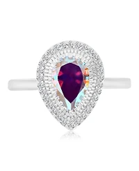 Macy's Cubic Zirconia (2.56 ct. t.w.) and Aurora Borealis (2.56 ct. t.w.) Pear Halo Ring