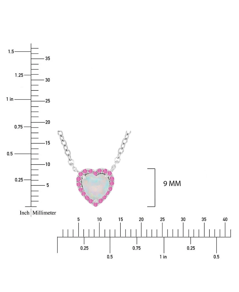 Macy's Pink Sapphire (0.12 ct. t.w.) & Opal (6mm) Necklace in Rhodium Over Sterling Silver
