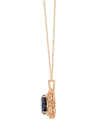 Macy's Onyx and White Sapphire (0.216 ct. t.w.) Halo Necklace in 14k Rose Gold Over Sterling Silver
