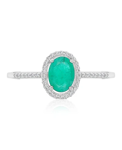 Macy's Emerald (0.76 ct. t.w.) & Diamond (0.14 ct. t.w.) Halo Ring in 14k White Gold