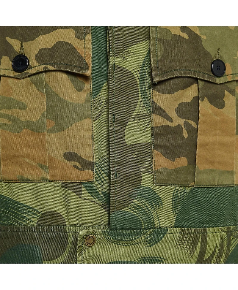 Pre-Owned Zadig & Voltaire Women's Military Green Camouflage Cotton Blend Button Front Jacket