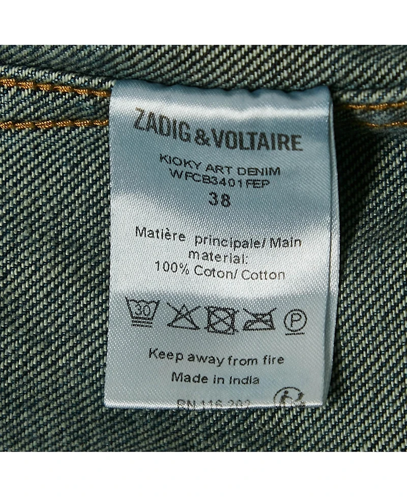 Pre-Owned Zadig & Voltaire Women's Blue Denim Button Front Kioky Art Jacket